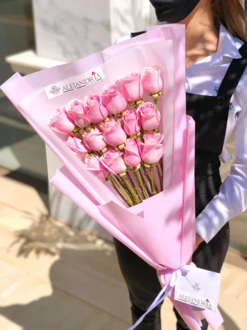 Ramo en papel "15 Pink Roses"