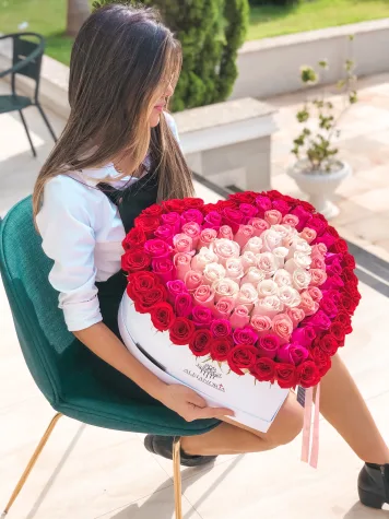 HeartBox "Picasso" Pink Roses